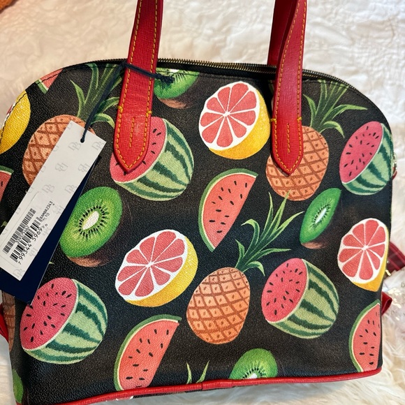 Dooney & Bourke Ambrosia Ruby Black Tropical Fruit Zip Purse Bag NWTS Perfect!